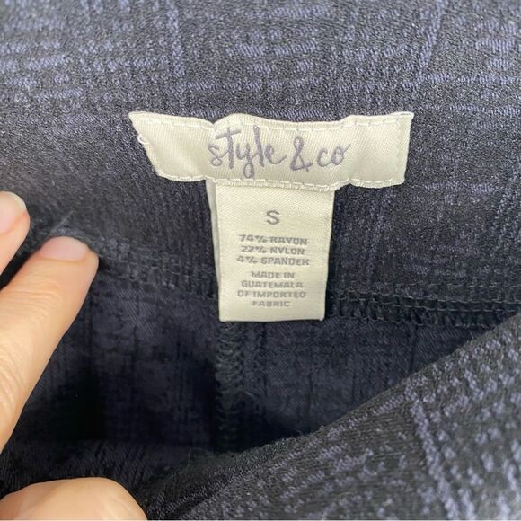 Style & Co. Charcoal Blue Checked Pull On Trouser size S - Picture 2 of 3